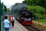 04.06.2018: Tog med damplokomotiv nr. 99 1784-0 i spidsen ankommer fra Göhren til Binz.
