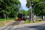 05.06.2018: Tog med damplokomotiv 99 4011-5 på vej ud fra Bahnhof Baabe. Lokomotivet er bygget af O&K, Drewitz, i 1931.