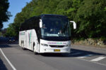 14.06.2019: Volvo B11R/Volvo 9700 bus fra Vedde Bus på Haslevej ved Nordskoven i Rønne.