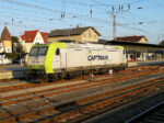 22.08.2019: Ellokomotiv af serie 185 fra Captrain Deutschland ved Bahnhof Angermünde.