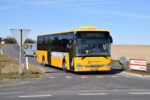 31.03.2022: BAT IVECO Crossway LE bus nr. 770 på hjørnet af Vestermarievej og Rønnevej (Hovedvej A38) nær Aakirkeby.