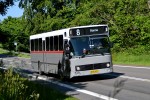 14.06.2015: Volvo B10M/DAB bussen med kælenavnet “Gråmis” fra Østbornholms Lokaltrafik på Haslevej i Rønne kort efter at være svinget ud fra Nyker Strandvej.
