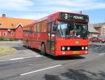 25.08.2009: DAB12 bus (senere internt nr. 9) fra Allinge Turistfart på vej ud fra busholdepladsen i Aarsballe.
