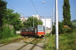 21.07.2003: Vogntog type T6A5 nr. 7945+7946 i kurven lige før stoppestedet Detvianska. Begge vogne leveredes til DP i 1993.