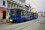 18.07.2003: T6A5 vogntog med nr. 7929 og 7930 i Obchodná ulice ved stoppestedet Vysoká. Begge vogne kom i drift i maj måned 1992.