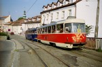 21.07.2003: T3G vogntog med nr. 7843 og 7844 på Kapucínska. Begge vogne leveredes til DP i 1989 og blev ombygget til type T3G i 1994.