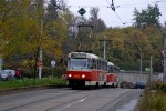 25.10.2013: Tatra T3R.P vogntog med nr. 8452 (ex T3 nr. 6750) på vej ind på trafikknudepunktet Palmovka.