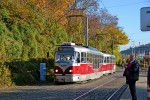 24.10.2013: Tatra T3R.PLF vogntog med nr. 8266 (ex T3 nr. 6828) ved den tidligere endestation i Hlubočepy.