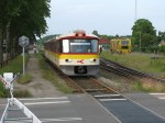 30.06.2009: Ys18 og Ym8 forlader Hårlev Station på vej mod Rødvig. Vognsættet er fra 1984 og bygget af Duewag og Scandia.