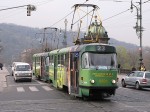 April 2007: Tatra T3 vogntog med nr. 6826 på Most Legií ved Národní Divadlo. Vognen er siden ombygget til T3R.P nr. 8578.