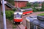 Juli 2002: Tatra T3SU vogntog med nr. 7001 på midlertidig endestation ved Kubánské náměstí.