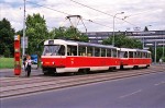 Juli 2002: Tatra T3SUCS vogntog med nr. 7047 på Kubánské náměstí.