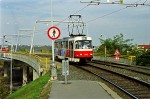 Oktober 2000: Tatra T3SU vogn nr. 7019 ved stoppestedet Krejcárek. Vognen er siden ombygget til T3R.PLF nr. 8277.