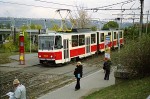 Uge 42 2003: Ledvogn type KT8D5 nr. 9043 ved Krejcárek. Vognen er siden 2003 blevet ombygget til type KT8D5.RN2P med nr. 9093.