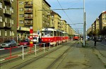 Oktober 2000: Tatra T3SUCS vogntog med nr. 7059 ved stoppestedet Slavia. Vognen er siden ombygget til type T3R.P nr. 8571.