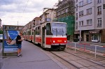 Juli 2002: Tatra KT8D5 ledvogn nr. 9029 ved stoppestedet Kubánské náměstí. Vognen er siden ombygget til KT8D5.RN2P nr. 9079.