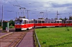 Juli 2002: Tatra T3 vogntog med nr. 6949 på endestationen Vozovna Kobylisy. Vognen er siden ombygget til T3R.P nr. 8258.