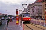 Juli 2002: Tatra T3SUCS vogntog med nr. 7029 ved stoppestedet Hradčanská. Vognen er siden ombygget til T3R.PLF nr. 8264.