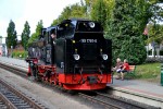 28.08.2013: Damplokomotiv 99 1781-6 foretager omløb på Kleinbahnhof Binz før returnering til Göhren.