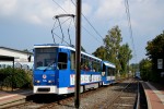 30.08.2013: Tatra T6A2M motorvogn nr. 705 med Bombardier lavgulvsbivogn ved stoppestedet Rahnstädter Weg.