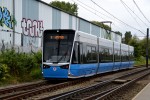 01.09.2014: Vossloh 6N2 lavgulvsledvogn nr. 603 på hurtigsporvejsstrækningen ved Marienehe.