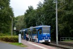 01.09.2014: Tatra T6A2M motorvogn nr. 705 og Bombardier bivogn ved stoppestedet Hölderlinweg.
